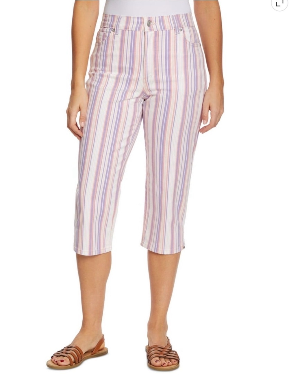 Gloria Vanderbilt Amanda Capri Pants NWT
Women's 16W Pink Purple Stripe Flex